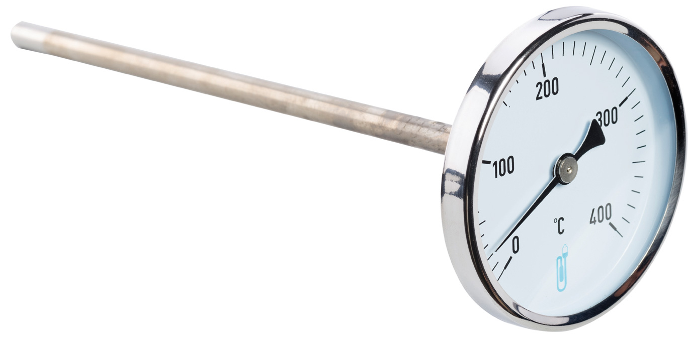 Thermomètre bimétallique à cadran - Ø 63 mm - plonge 100 mm - A45  DISTRILABO
